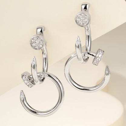 [Lumi Jewelry]JUSTE HALF DIAMOND DOUBLE EARRINGS