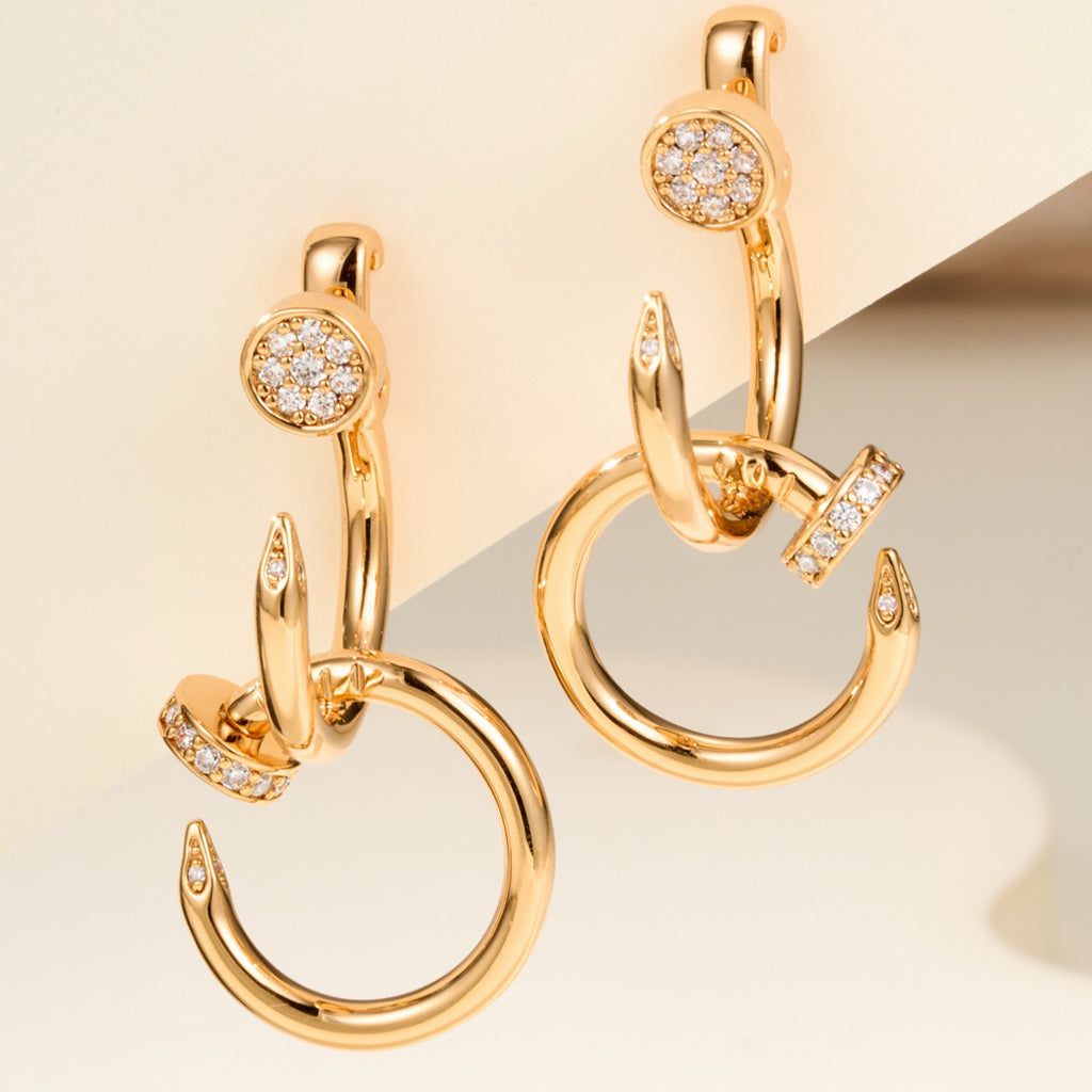 [Lumi Jewelry]JUSTE HALF DIAMOND DOUBLE EARRINGS