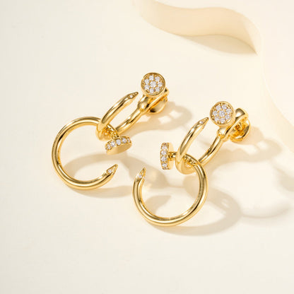 [Lumi Jewelry]JUSTE HALF DIAMOND DOUBLE EARRINGS