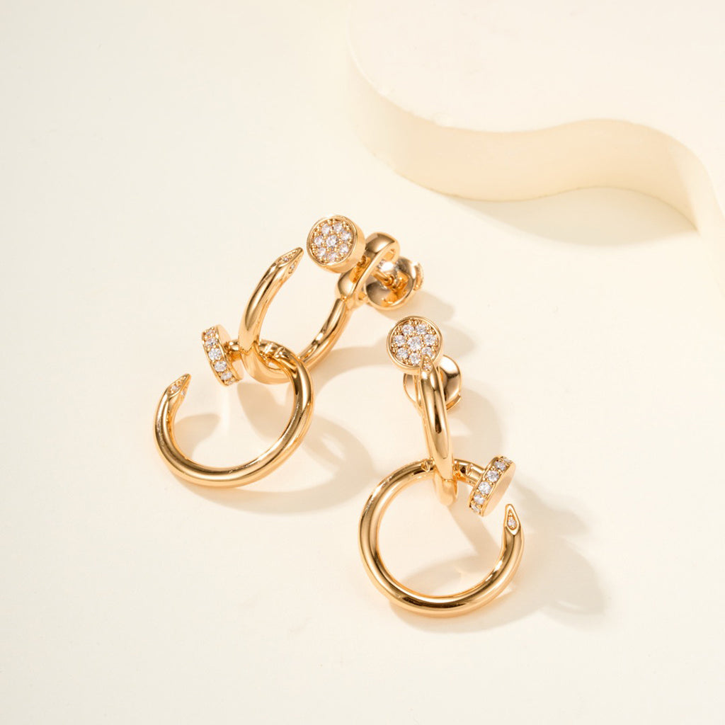 [Lumi Jewelry]JUSTE HALF DIAMOND DOUBLE EARRINGS