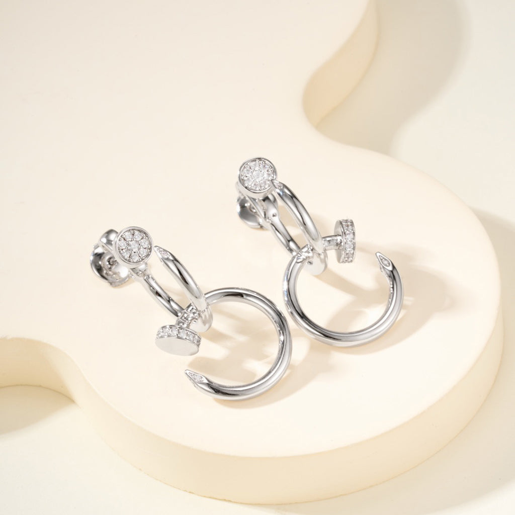 [Lumi Jewelry]JUSTE HALF DIAMOND DOUBLE EARRINGS