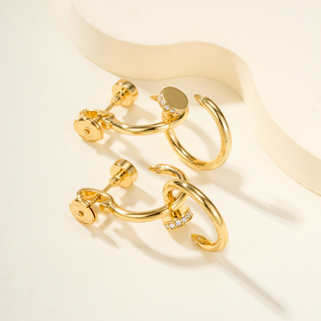 [Lumi Jewelry]JUSTE HALF DIAMOND DOUBLE EARRINGS
