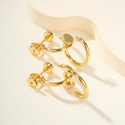 [Lumi Jewelry]JUSTE HALF DIAMOND DOUBLE EARRINGS