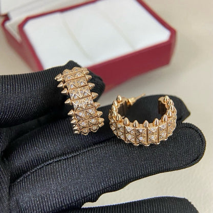 [Lumi Jewelry]CLASH 9.2MM FULL DIAMOND DOUBLE ROW EARRINGS
