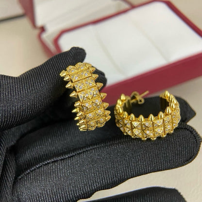 [Lumi Jewelry]CLASH 9.2MM FULL DIAMOND DOUBLE ROW EARRINGS