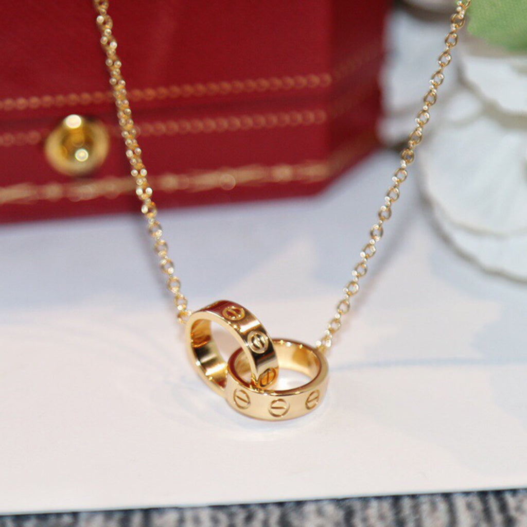 [Lumi Jewelry]LOVE DOUBLE RING NECKLACE