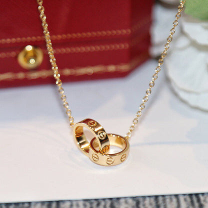 [Lumi Jewelry]LOVE DOUBLE RING NECKLACE