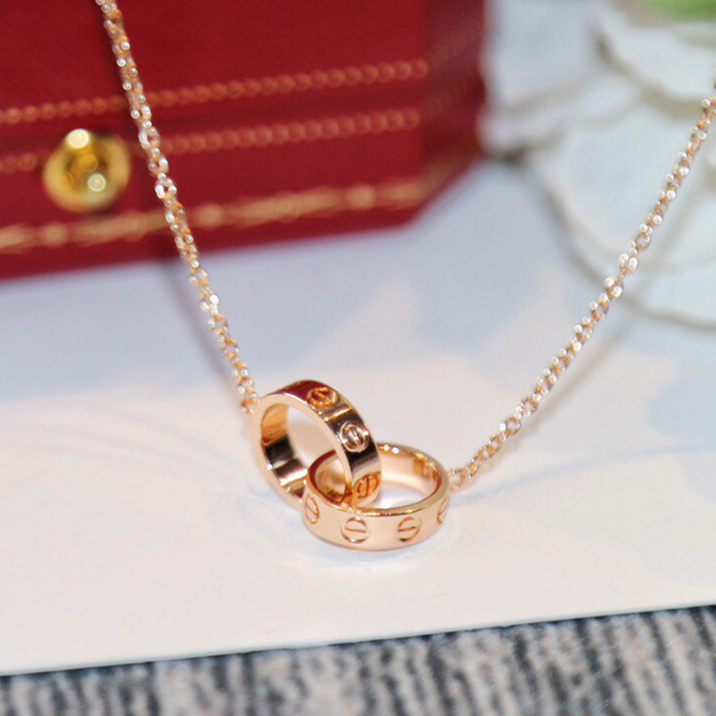 [Lumi Jewelry]LOVE DOUBLE RING NECKLACE