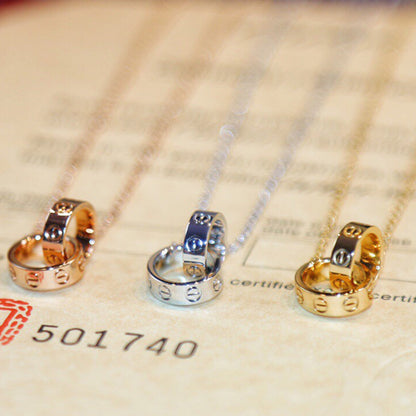 [Lumi Jewelry]LOVE DOUBLE RING NECKLACE