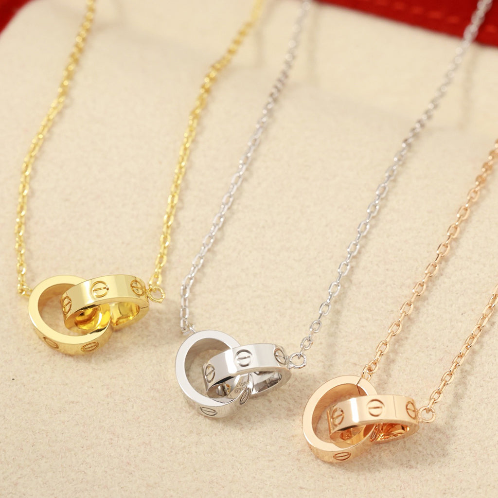 [Lumi Jewelry]LOVE DOUBLE RING NECKLACE