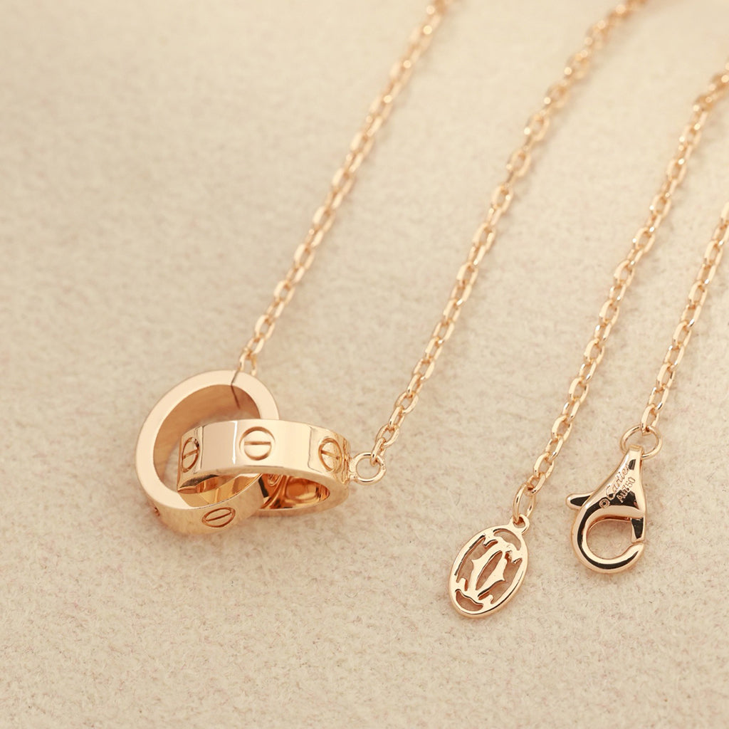 [Lumi Jewelry]LOVE DOUBLE RING NECKLACE