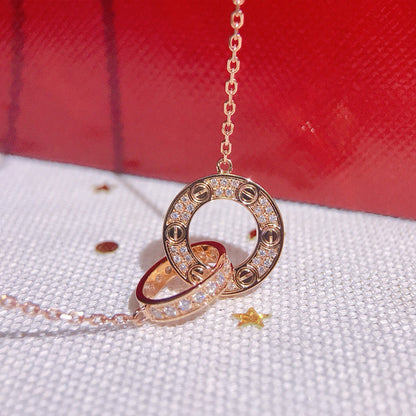 [Lumi Jewelry]LOVE  FULL DIAMOND PENDANT NECKLACE