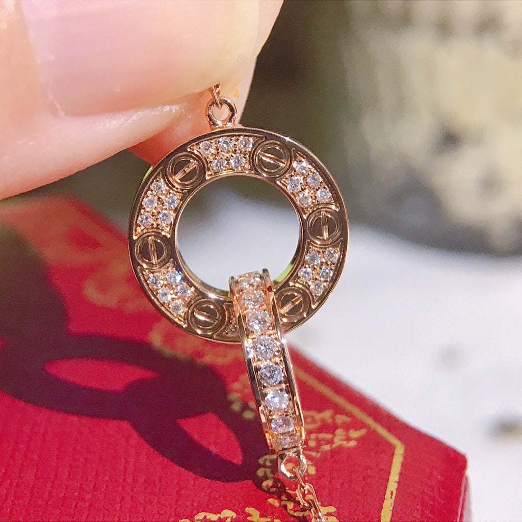 [Lumi Jewelry]LOVE  FULL DIAMOND PENDANT NECKLACE