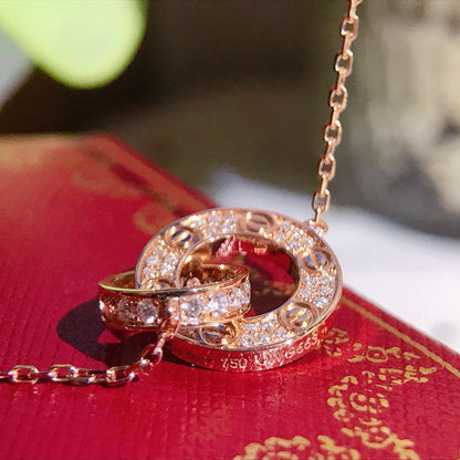 [Lumi Jewelry]LOVE  FULL DIAMOND PENDANT NECKLACE