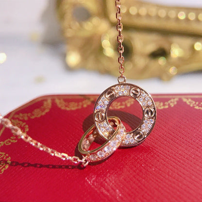[Lumi Jewelry]LOVE  FULL DIAMOND PENDANT NECKLACE