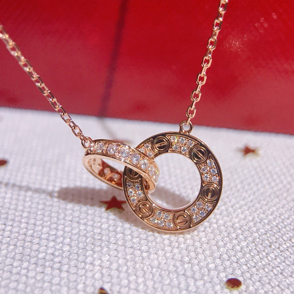 [Lumi Jewelry]LOVE  FULL DIAMOND PENDANT NECKLACE