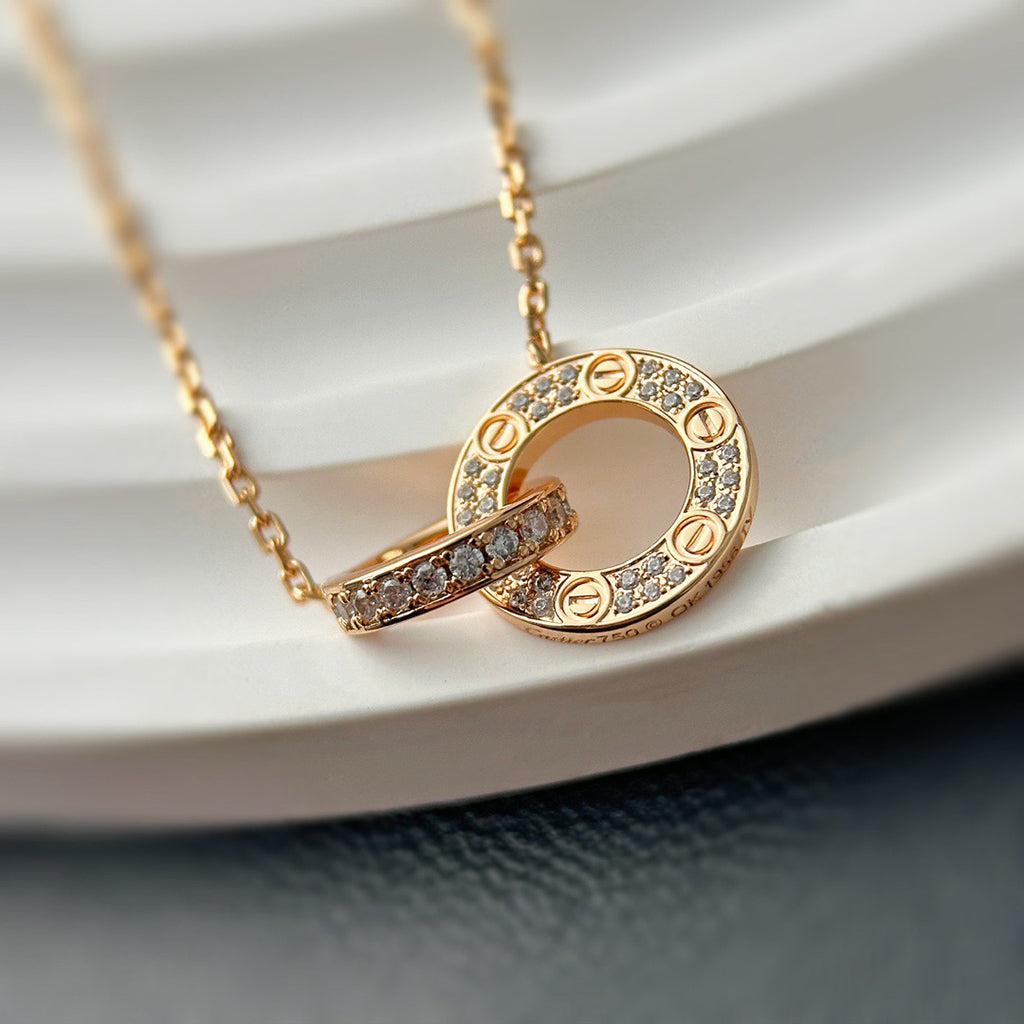 [Lumi Jewelry]LOVE  FULL DIAMOND PENDANT NECKLACE