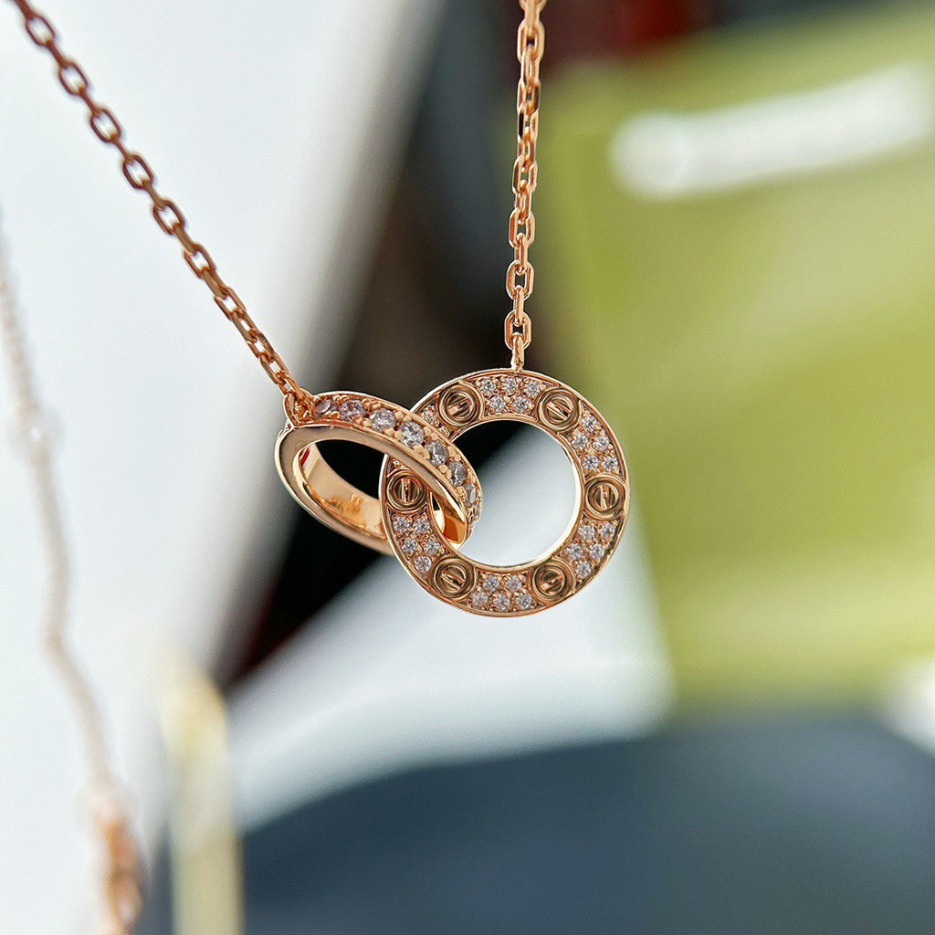 [Lumi Jewelry]LOVE  FULL DIAMOND PENDANT NECKLACE