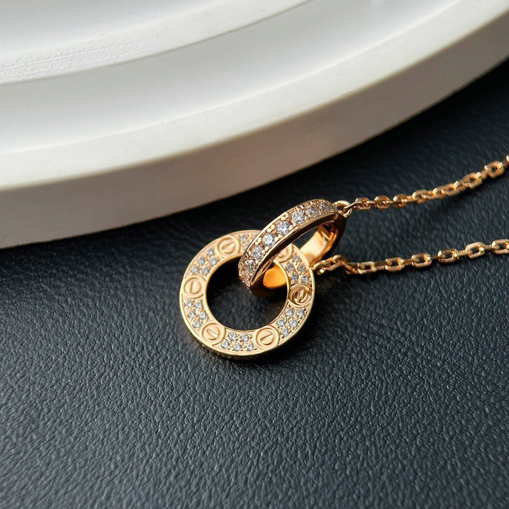 [Lumi Jewelry]LOVE  FULL DIAMOND PENDANT NECKLACE
