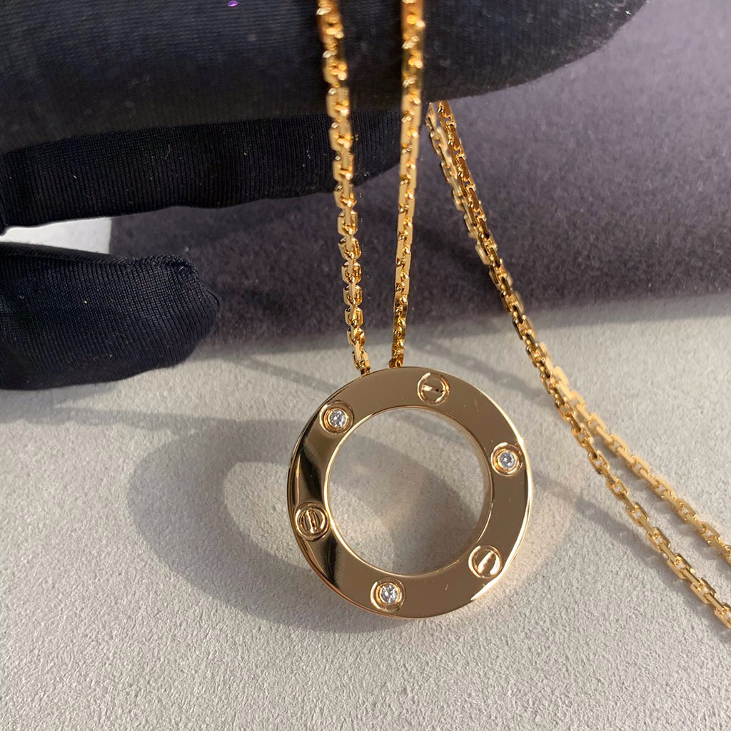 [Lumi Jewelry]LOVE NECKLACE 16MM 3 DIAMONDS