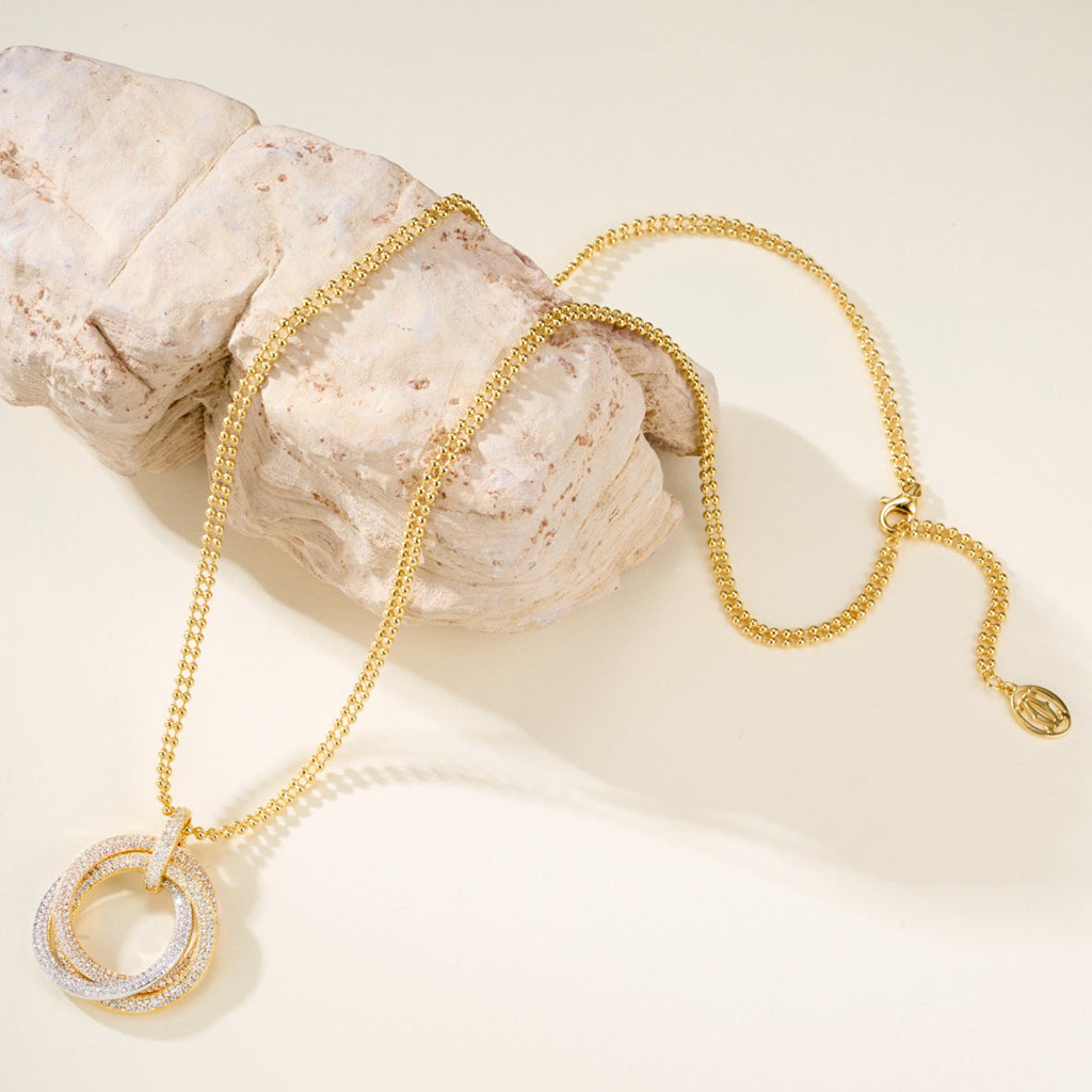 [Lumi Jewelry]TRINITY LARGE FULL DIAMOND  NECKLACE
