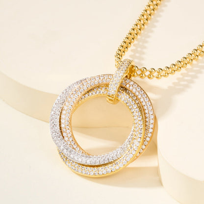 [Lumi Jewelry]TRINITY LARGE FULL DIAMOND  NECKLACE