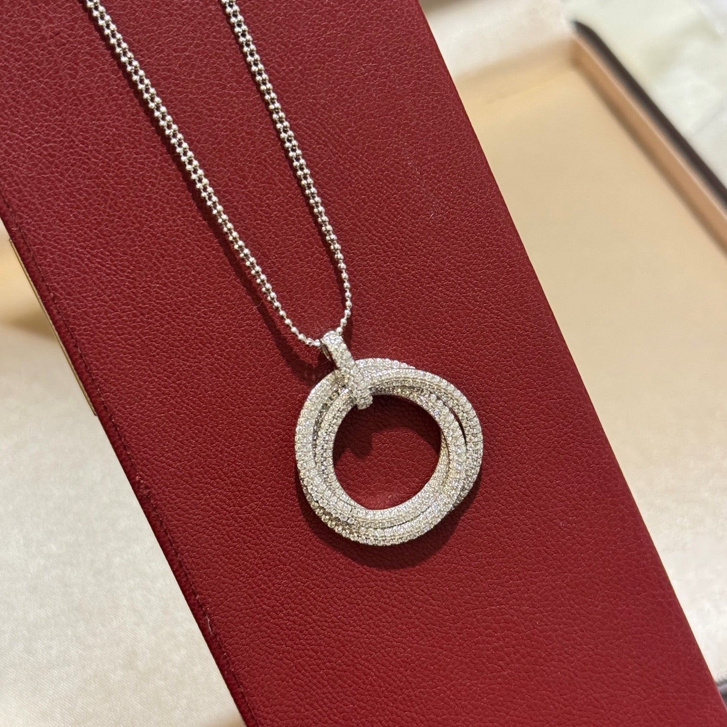[Lumi Jewelry]TRINITY LARGE FULL DIAMOND  NECKLACE