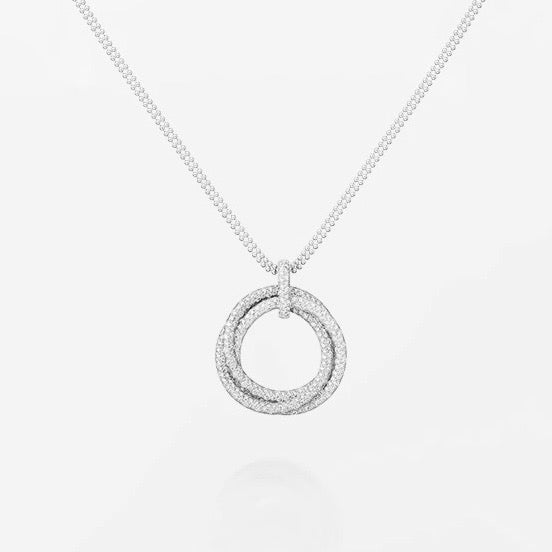 [Lumi Jewelry]TRINITY LARGE FULL DIAMOND  NECKLACE