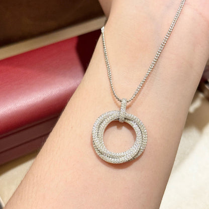 [Lumi Jewelry]TRINITY LARGE FULL DIAMOND  NECKLACE