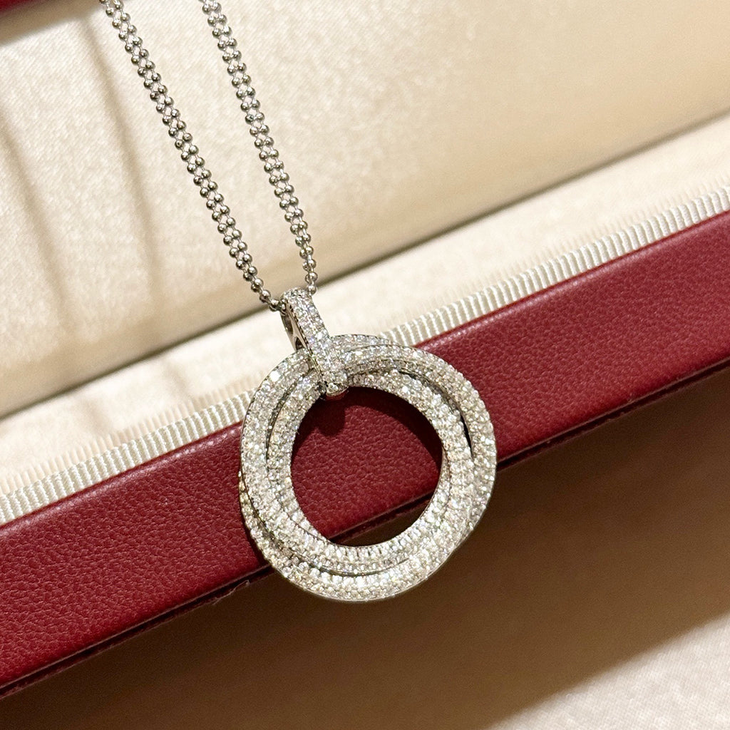 [Lumi Jewelry]TRINITY LARGE FULL DIAMOND  NECKLACE