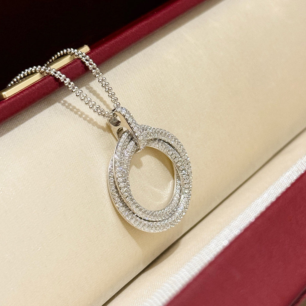 [Lumi Jewelry]TRINITY LARGE FULL DIAMOND  NECKLACE