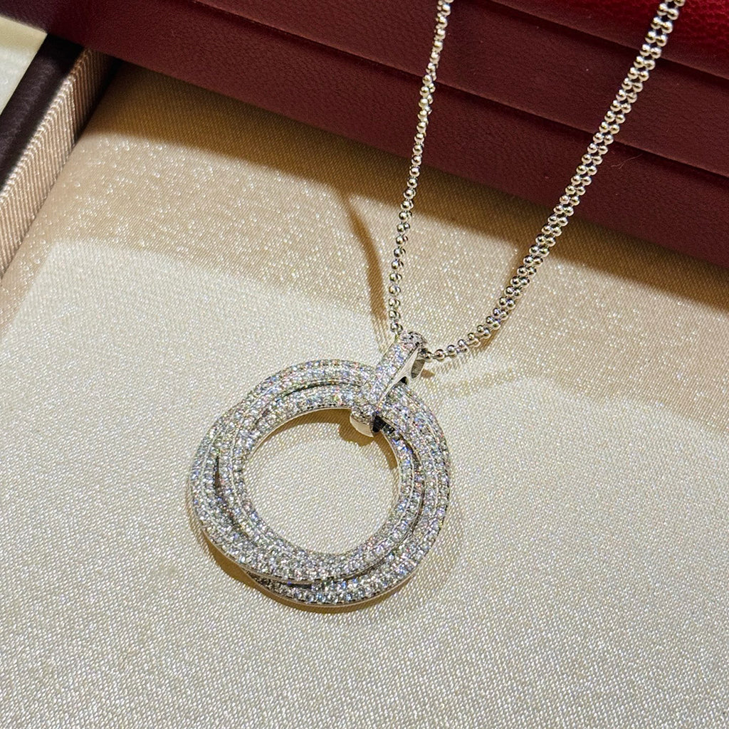 [Lumi Jewelry]TRINITY LARGE FULL DIAMOND  NECKLACE