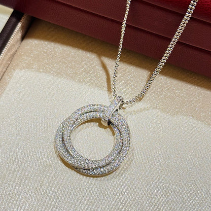 [Lumi Jewelry]TRINITY LARGE FULL DIAMOND  NECKLACE