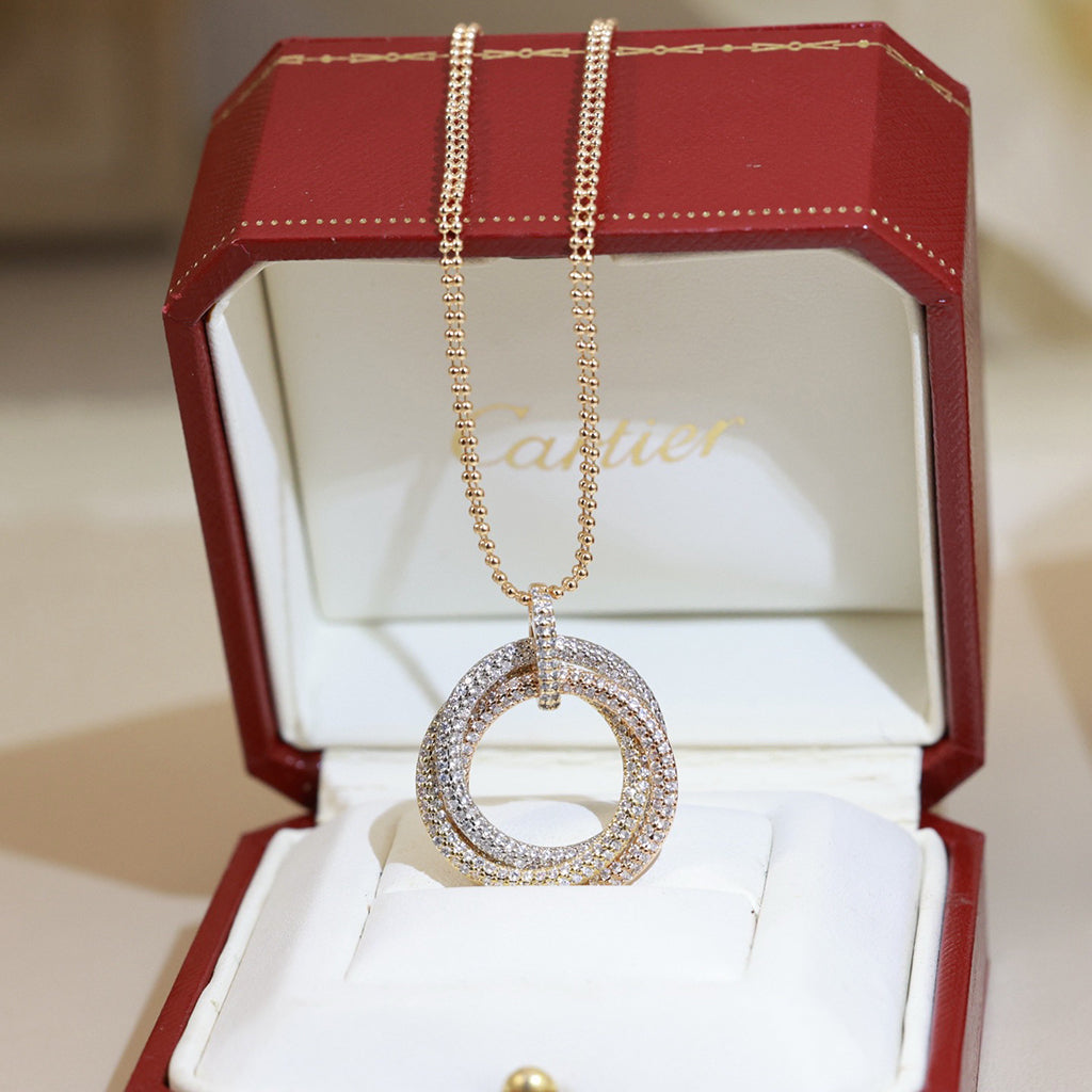 [Lumi Jewelry]TRINITY LARGE FULL DIAMOND  NECKLACE