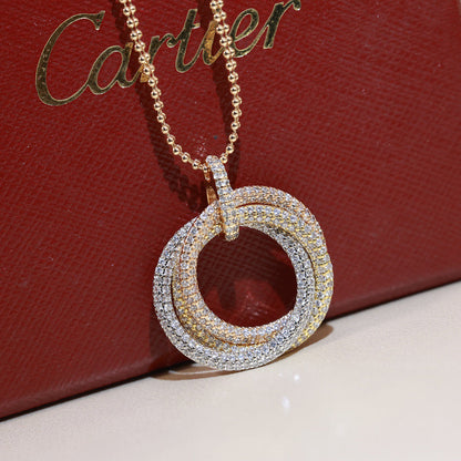 [Lumi Jewelry]TRINITY LARGE FULL DIAMOND  NECKLACE
