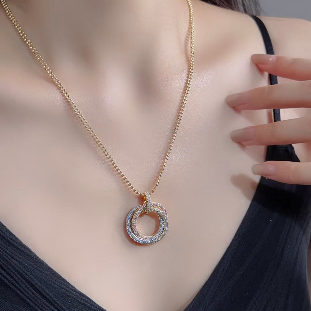 [Lumi Jewelry]TRINITY LARGE FULL DIAMOND  NECKLACE