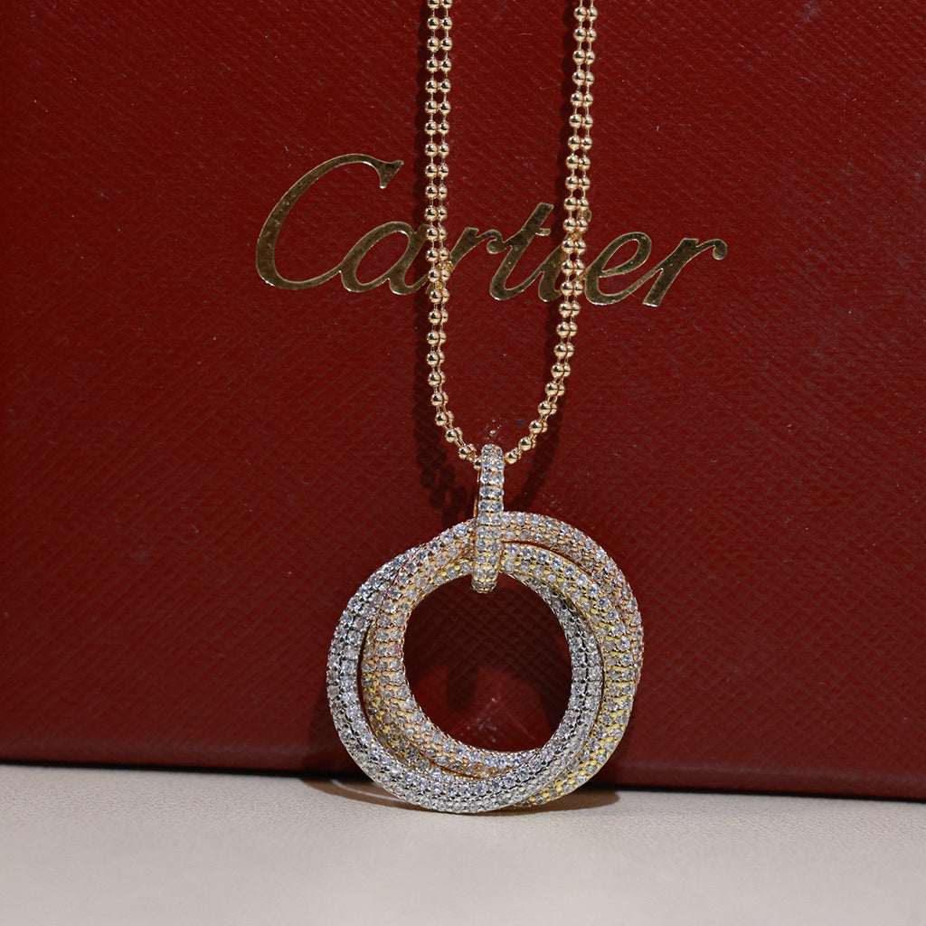 [Lumi Jewelry]TRINITY LARGE FULL DIAMOND  NECKLACE