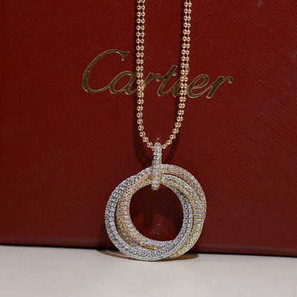 [Lumi Jewelry]TRINITY LARGE FULL DIAMOND  NECKLACE