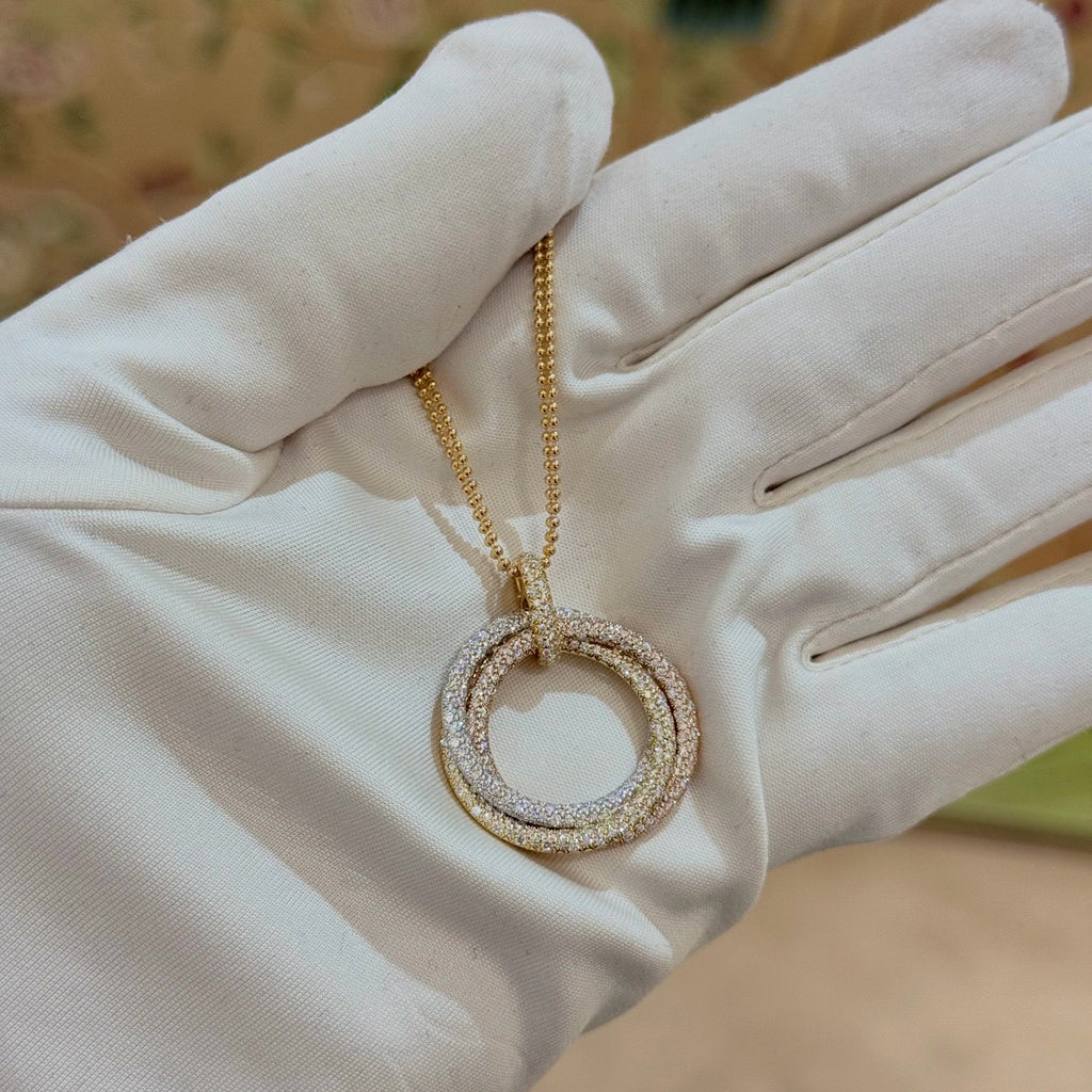 [Lumi Jewelry]TRINITY LARGE FULL DIAMOND  NECKLACE