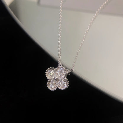 [Lumi Jewelry]CLOVER 15MM DIAMOND SINGLE FLOWER NECKLACE