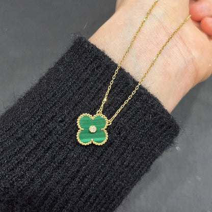 [Lumi Jewelry]CLOVER 15MM DIAMOND TURQUOISE NECKLACE