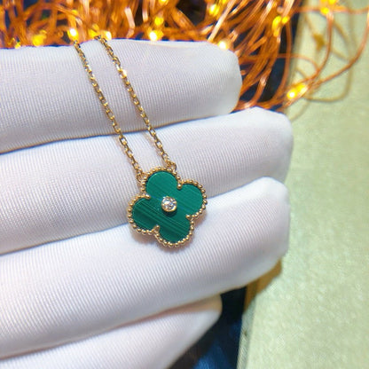 [Lumi Jewelry]CLOVER 15MM DIAMOND TURQUOISE NECKLACE
