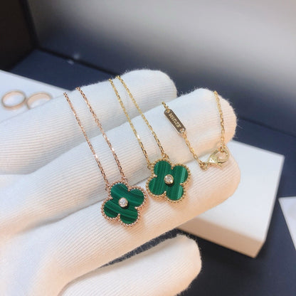 [Lumi Jewelry]CLOVER 15MM DIAMOND TURQUOISE NECKLACE