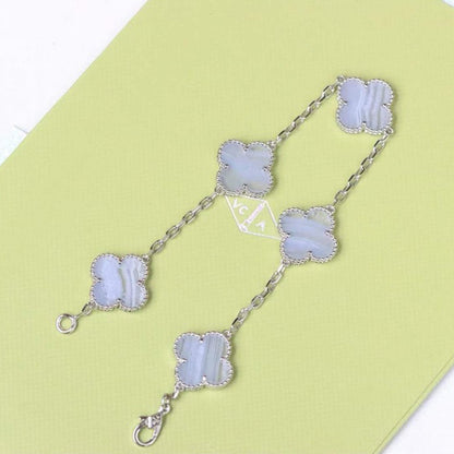 [Lumi Jewelry]CLOVER  5 MOTIF PURPLE CHALCEDONY BRACELET SILVER