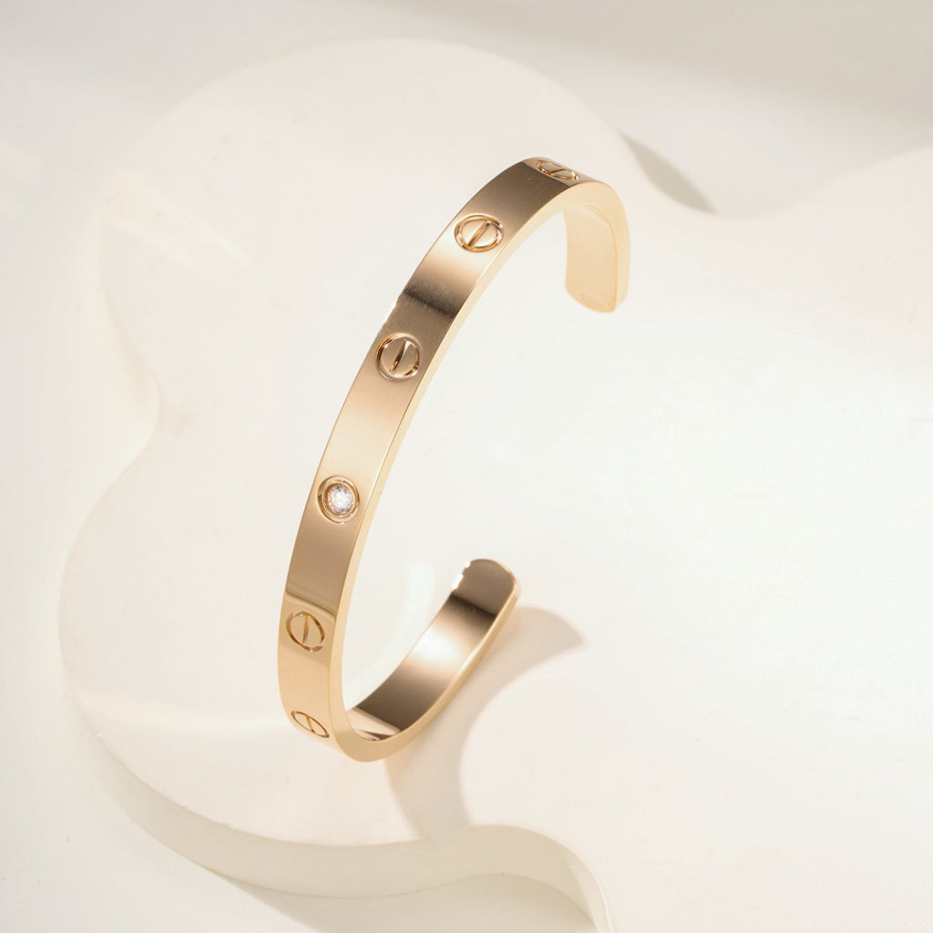 [Lumi Jewelry]LOVE BRACELET 6.1MM 1 DIAMOND OPEN CUFF
