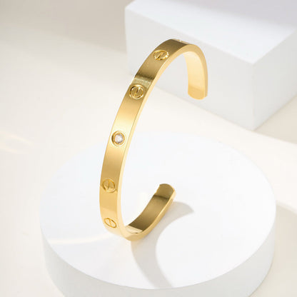 [Lumi Jewelry]LOVE BRACELET 6.1MM 1 DIAMOND OPEN CUFF