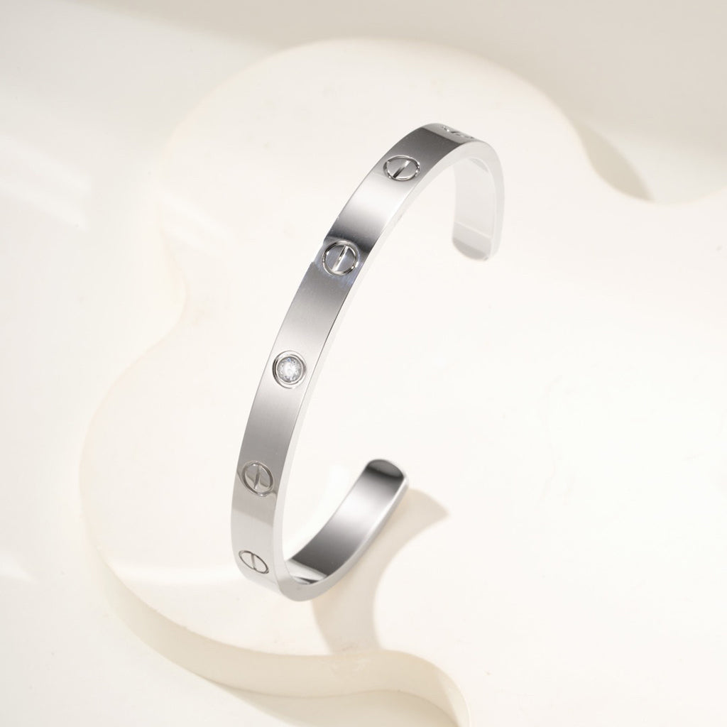 [Lumi Jewelry]LOVE BRACELET 6.1MM 1 DIAMOND OPEN CUFF