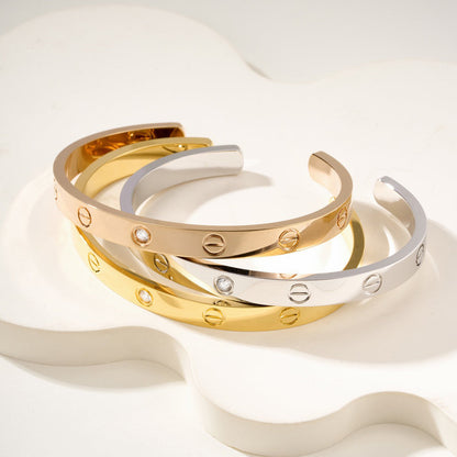 [Lumi Jewelry]LOVE BRACELET 6.1MM 1 DIAMOND OPEN CUFF