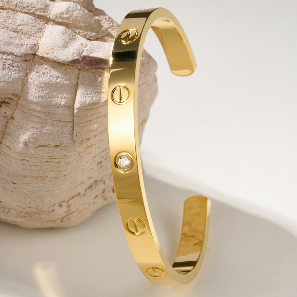 [Lumi Jewelry]LOVE BRACELET 6.1MM 1 DIAMOND OPEN CUFF