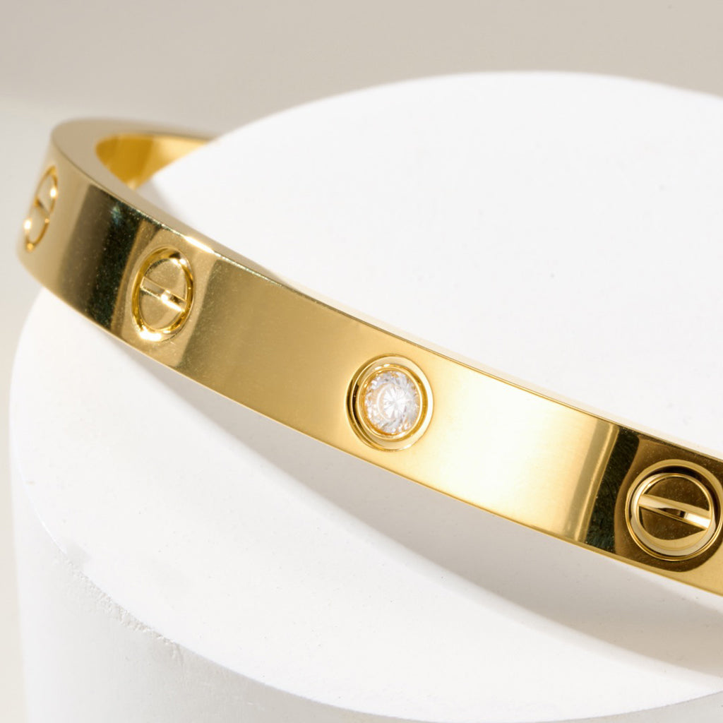 [Lumi Jewelry]LOVE BRACELET 6.1MM 1 DIAMOND OPEN CUFF